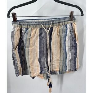 Artisan Ny Women's S Small 100% Linen Multicolor Tasseled Striped Shorts
